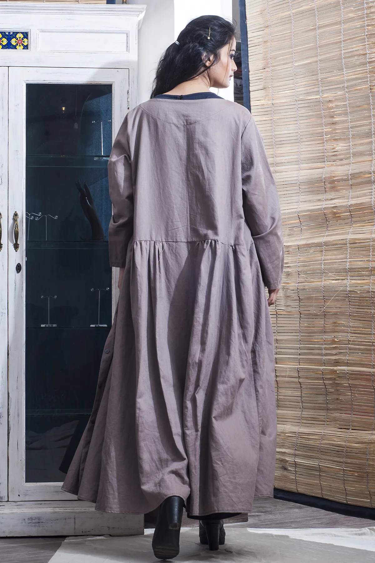 Gabi- Blue Jumpsuit With Floor Length Mauve Jacket