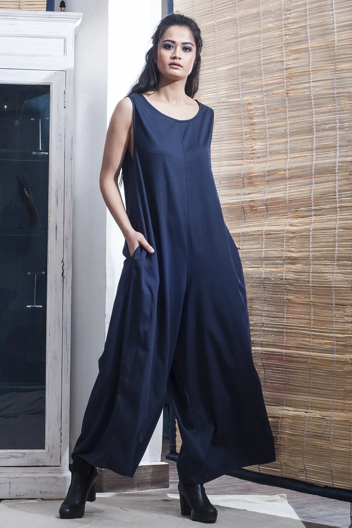 Gabi- Blue Jumpsuit With Floor Length Mauve Jacket