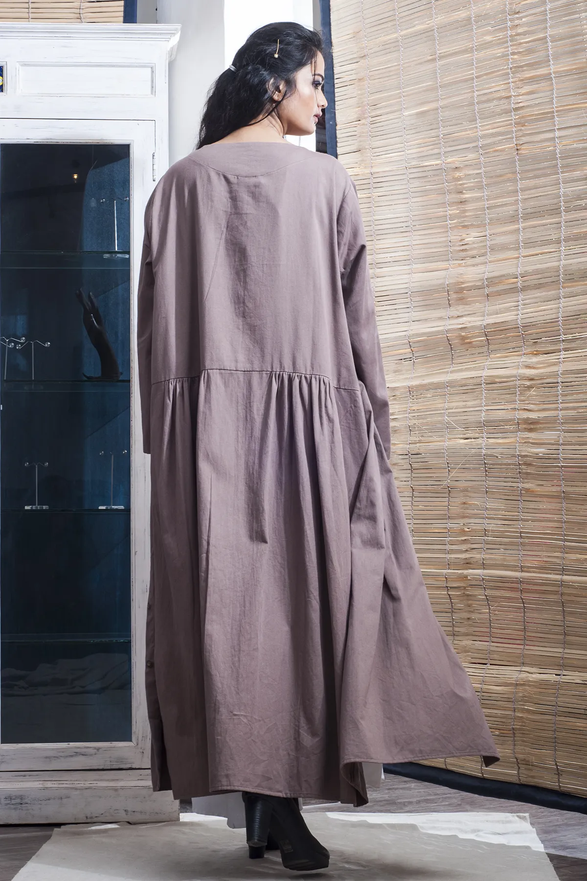 Gabi - White Jumpsuit with Floor Length Mauve Jacket