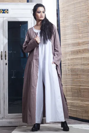 Gabi - White Jumpsuit with Floor Length Mauve Jacket