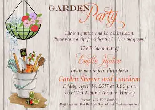 GARDEN TOOLS CUSTOM INVITATION