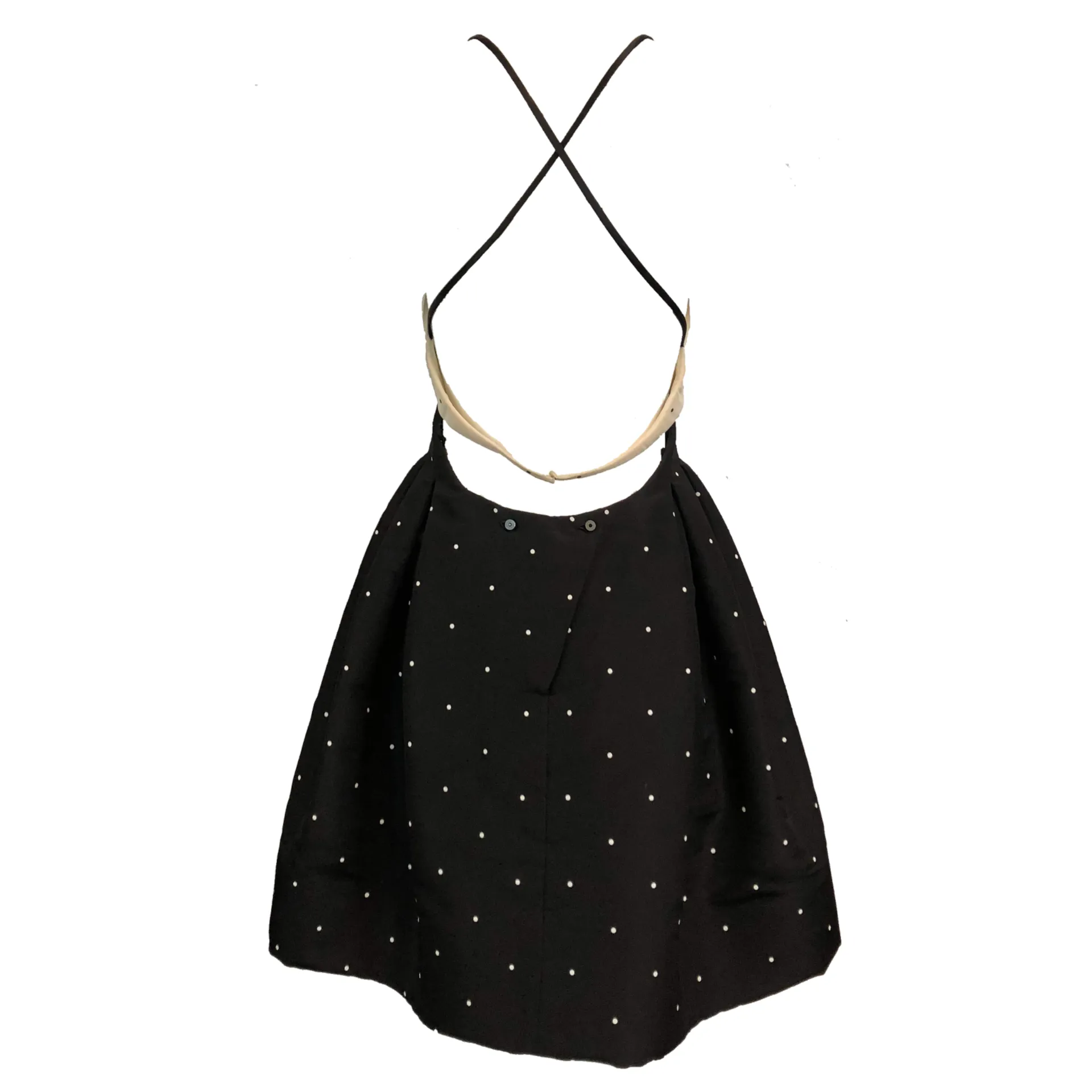 Geoffrey Beene 1996 Black and White Silk Faille Halter Mini Dress