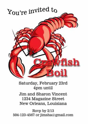 GIANT CRAWFISH CUSTOM INVITATION