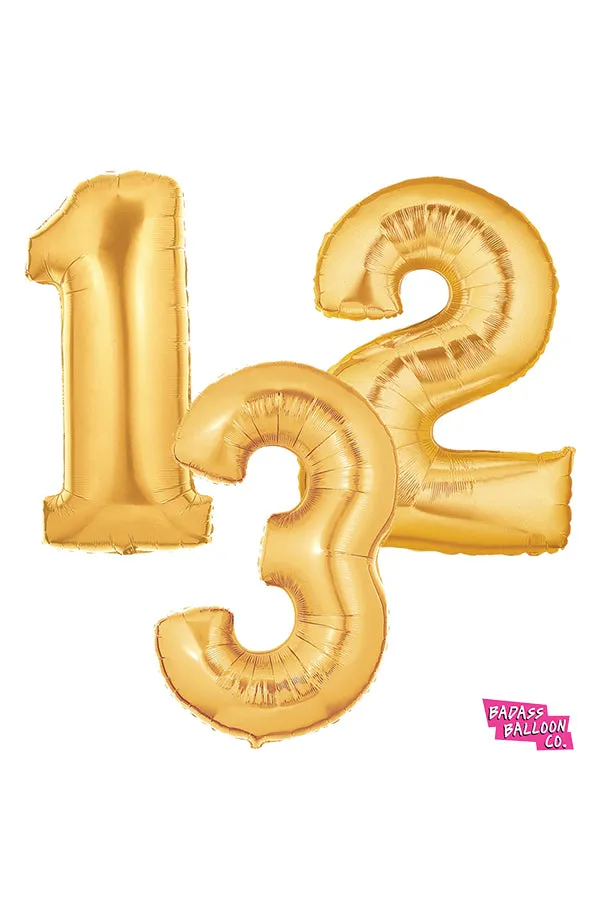 Giant Number Balloons in Gold
