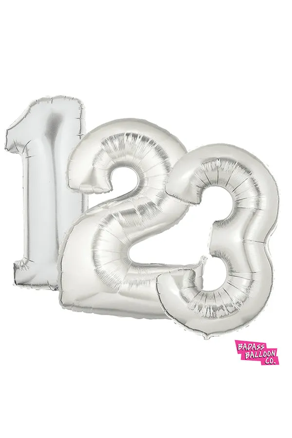 Giant Number Balloons in Silver