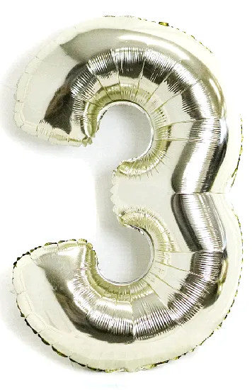 Giant Number Balloons in WHITE Gold