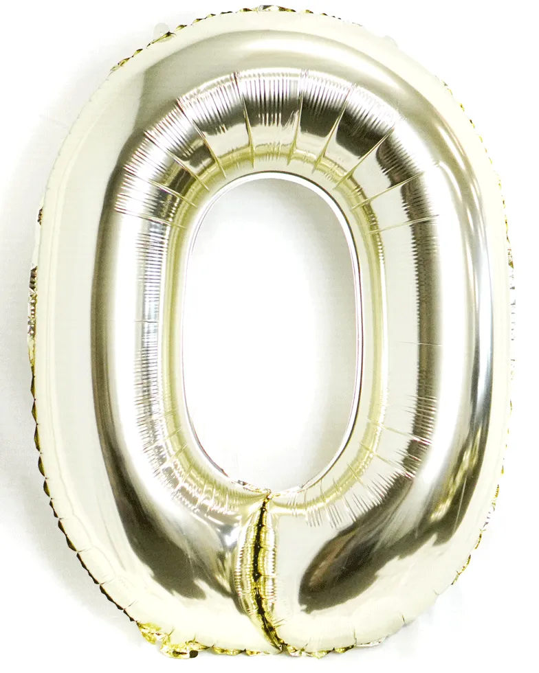 Giant Number Balloons in WHITE Gold