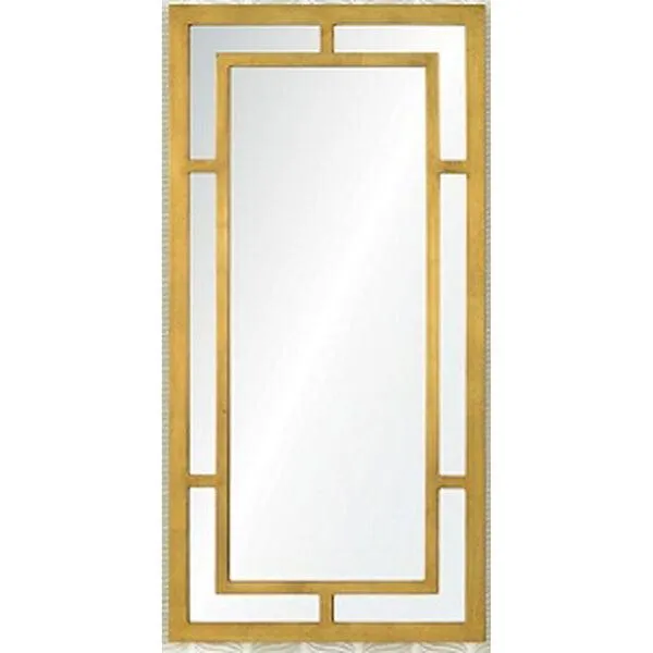 Gold Finish Vertical Mirror with Gold Finish Overlay