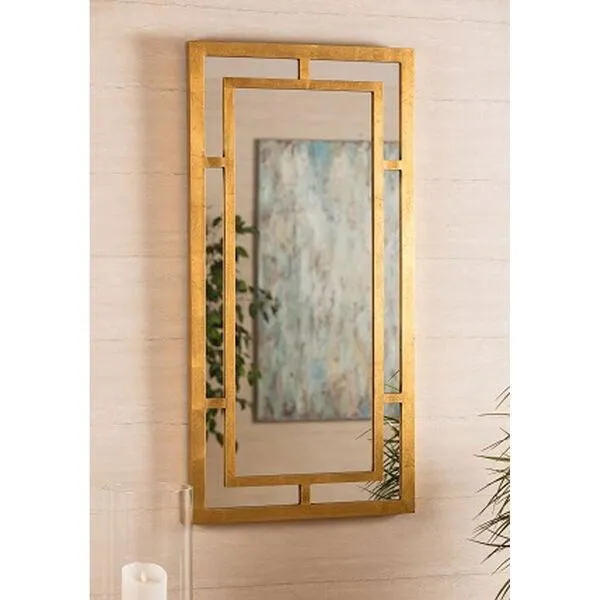 Gold Finish Vertical Mirror with Gold Finish Overlay