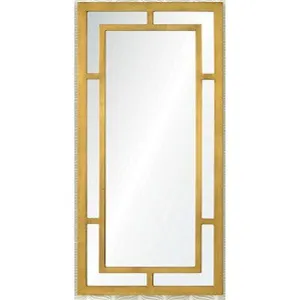 Gold Finish Vertical Mirror with Gold Finish Overlay