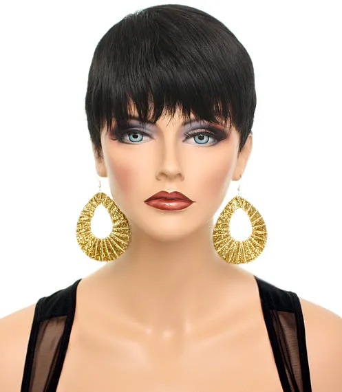 Gold Glitter Fabric Teardrop Earrings