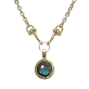 Gold Labradorite Crystal Horsebit Necklace