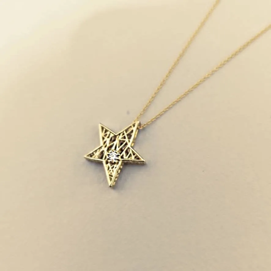 Gold Star Diamond Necklace