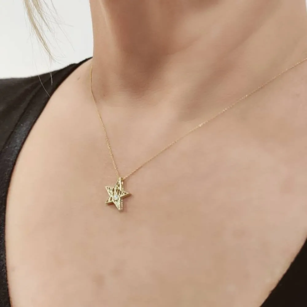 Gold Star Diamond Necklace