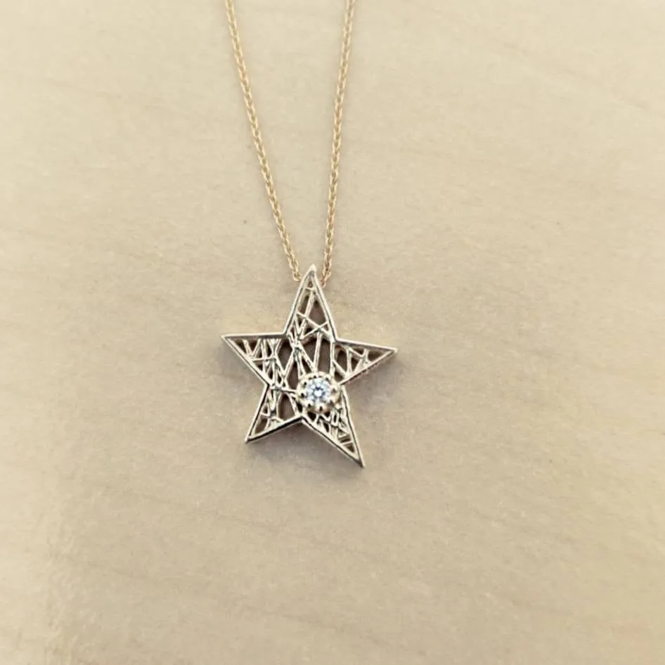 Gold Star Diamond Necklace