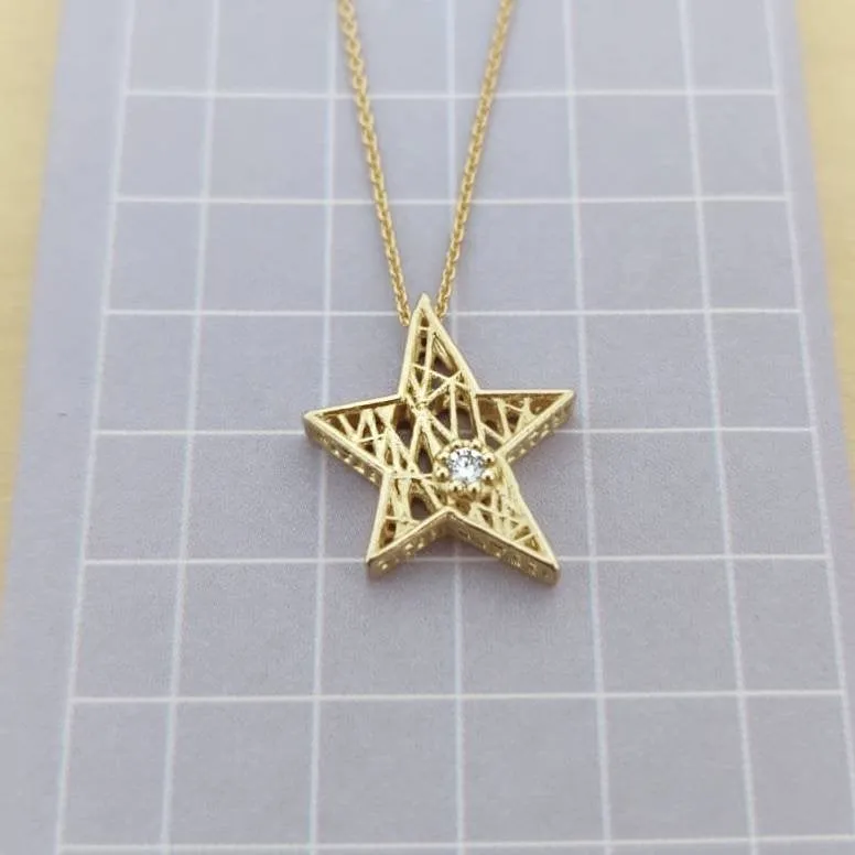 Gold Star Diamond Necklace