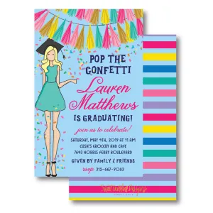 Graduation Girl - Blonde Hair Invitation