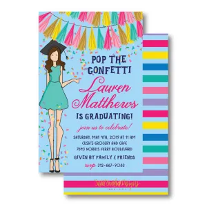 Graduation Girl - Brown Hair Invitation
