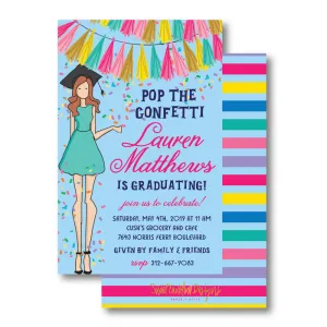 Graduation Girl - Red Hair Invitation