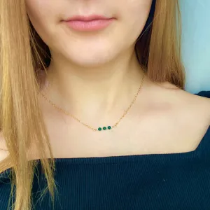 Green Emerald Crystal  Bar Necklace