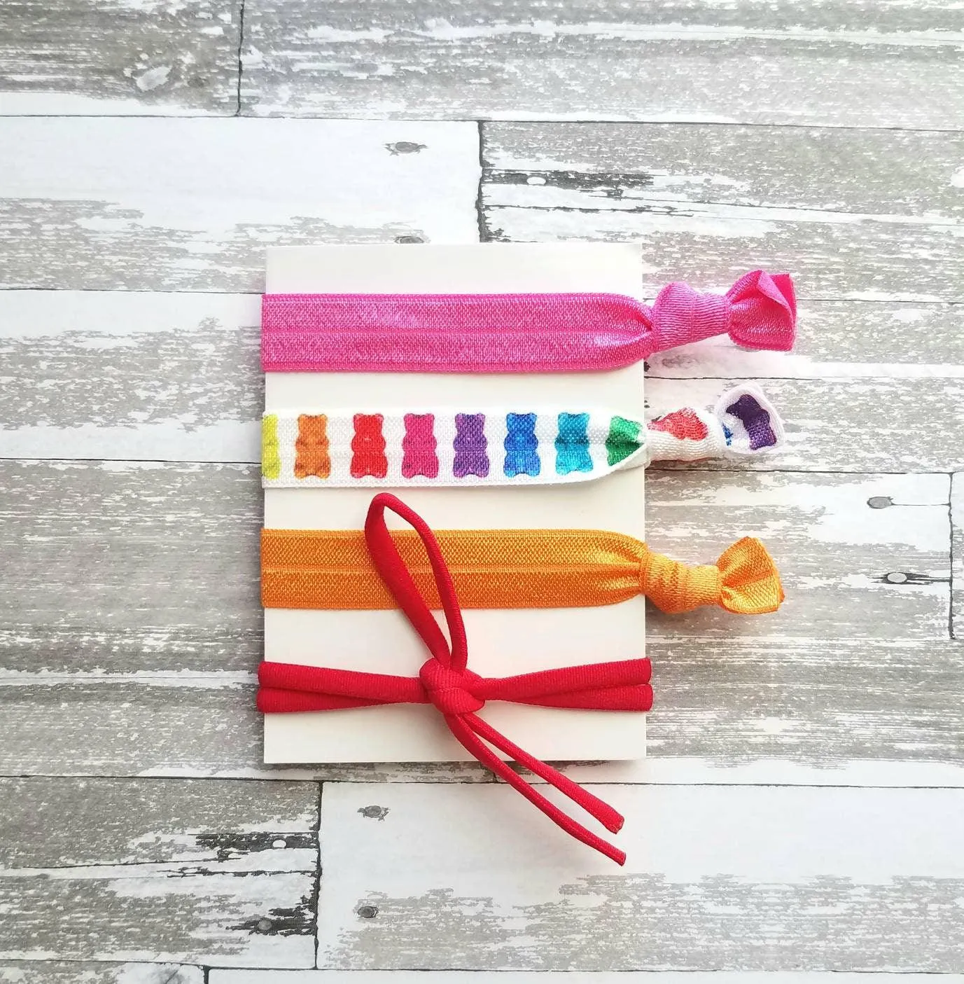 Gummy Bear Accessories, hair tie set, hair band, rainbow color ties, elastic ribbon, no crease head wear, candy hair band, ladies girls gift