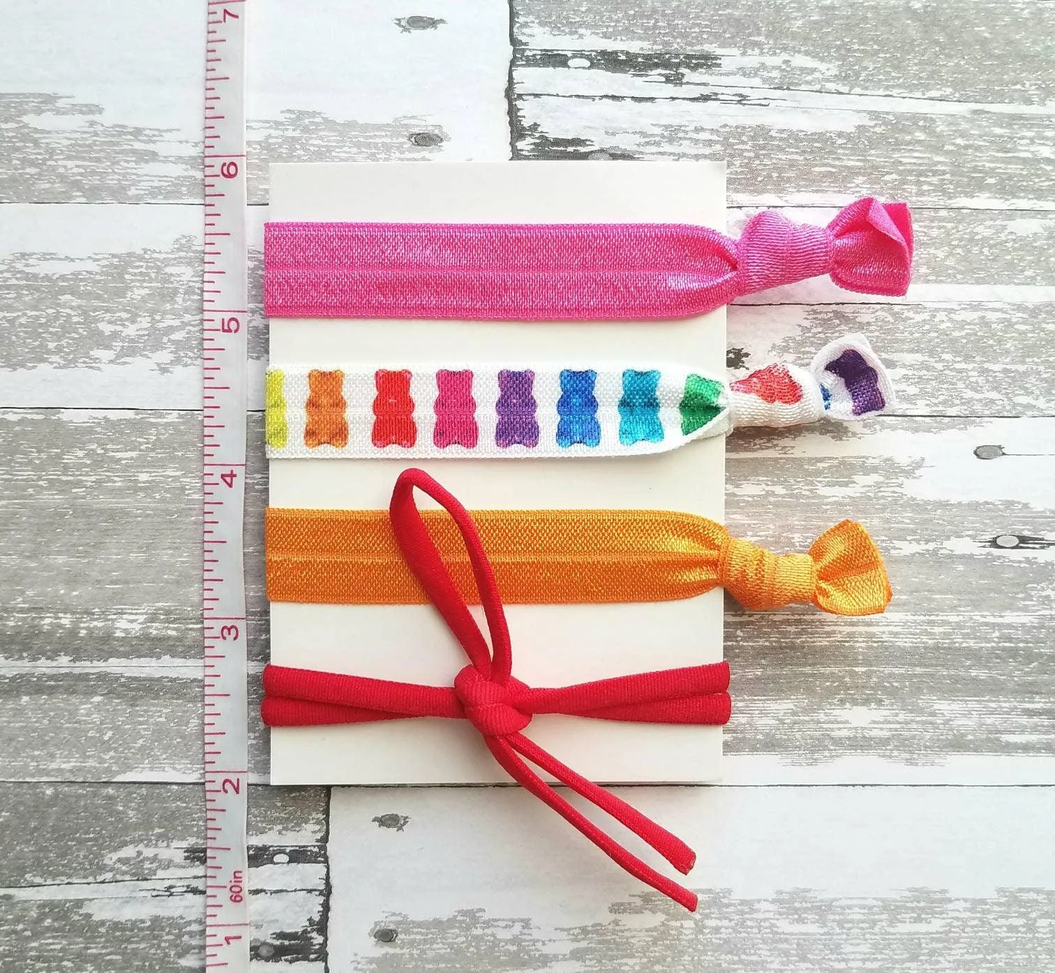 Gummy Bear Accessories, hair tie set, hair band, rainbow color ties, elastic ribbon, no crease head wear, candy hair band, ladies girls gift