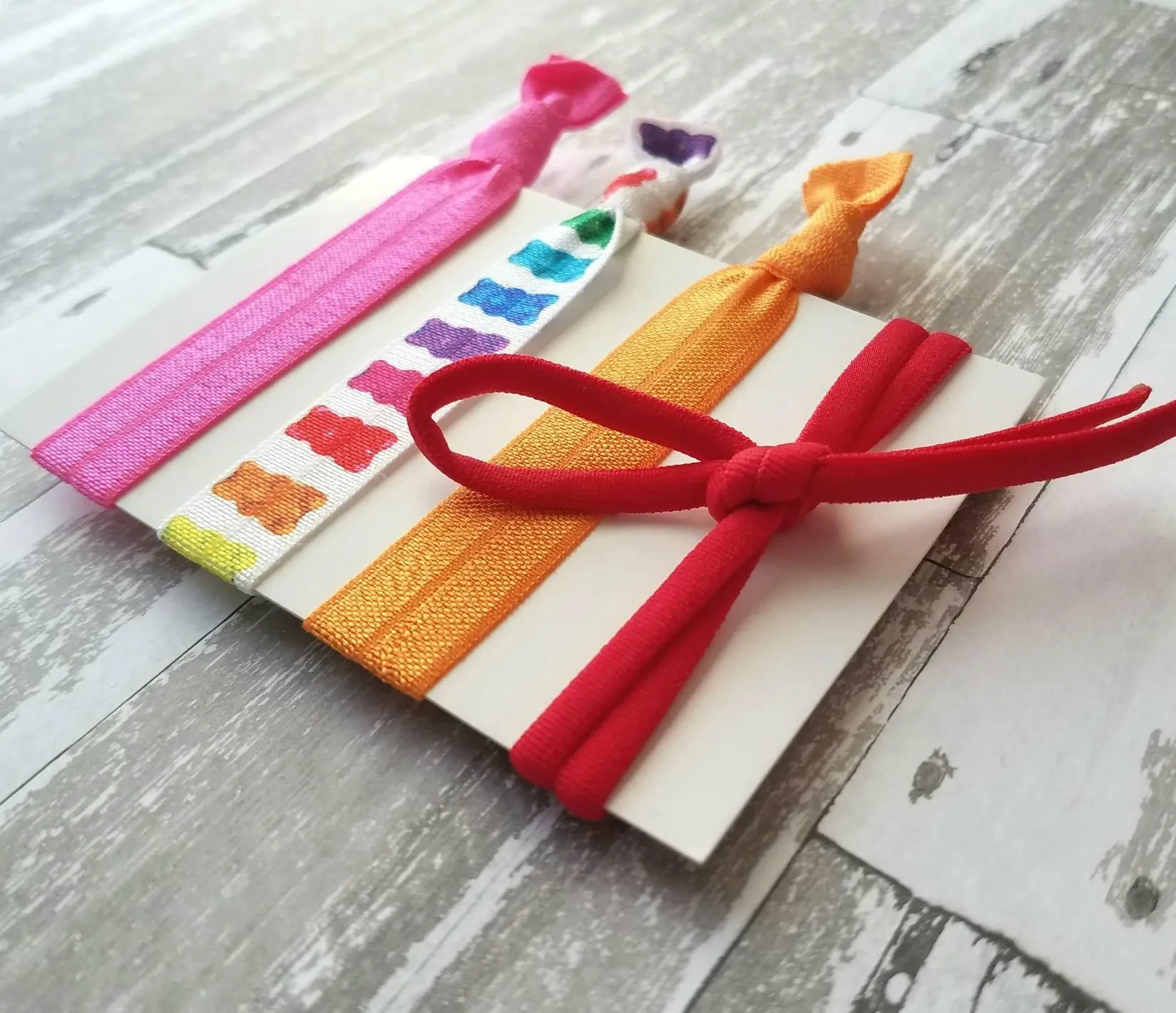 Gummy Bear Accessories, hair tie set, hair band, rainbow color ties, elastic ribbon, no crease head wear, candy hair band, ladies girls gift