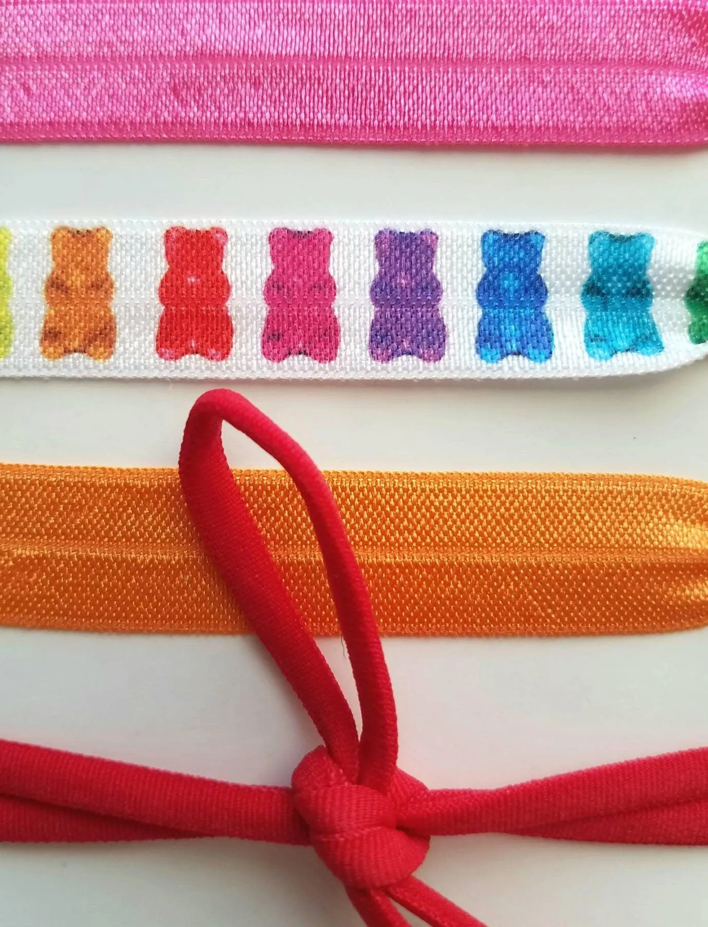 Gummy Bear Accessories, hair tie set, hair band, rainbow color ties, elastic ribbon, no crease head wear, candy hair band, ladies girls gift