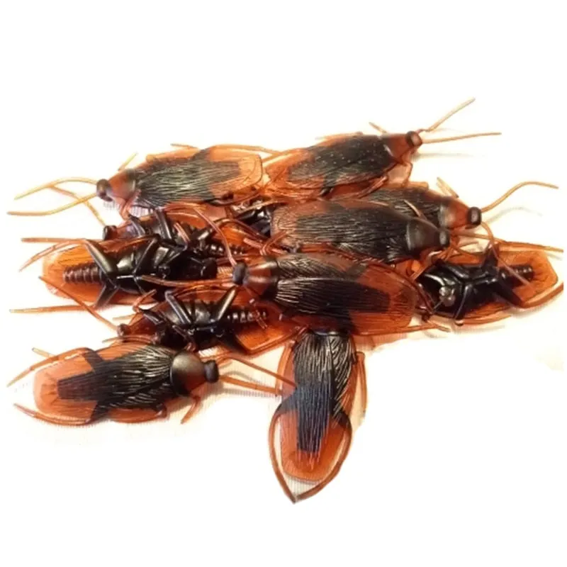 Halloween 12pcs Funny Fake Cockroach Halloween Party Decoration Trick Props Artificial Roach Bug Party Supplies Kids Favor