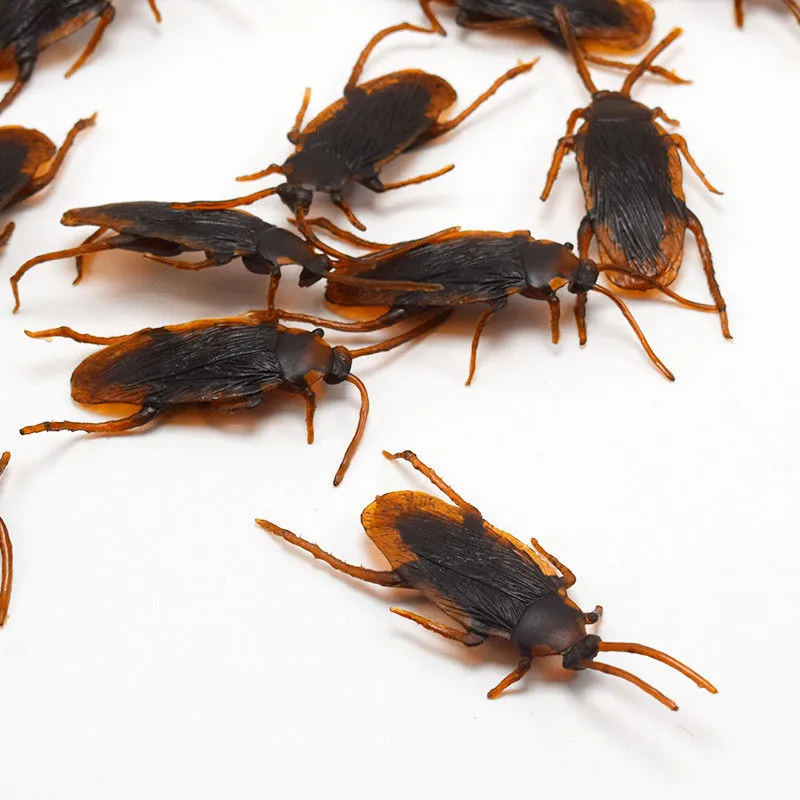 Halloween 12pcs Funny Fake Cockroach Halloween Party Decoration Trick Props Artificial Roach Bug Party Supplies Kids Favor