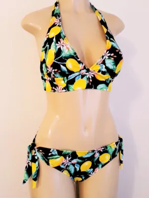 Halter thick tie back bikini top and Scrunched butt thick tie bottom