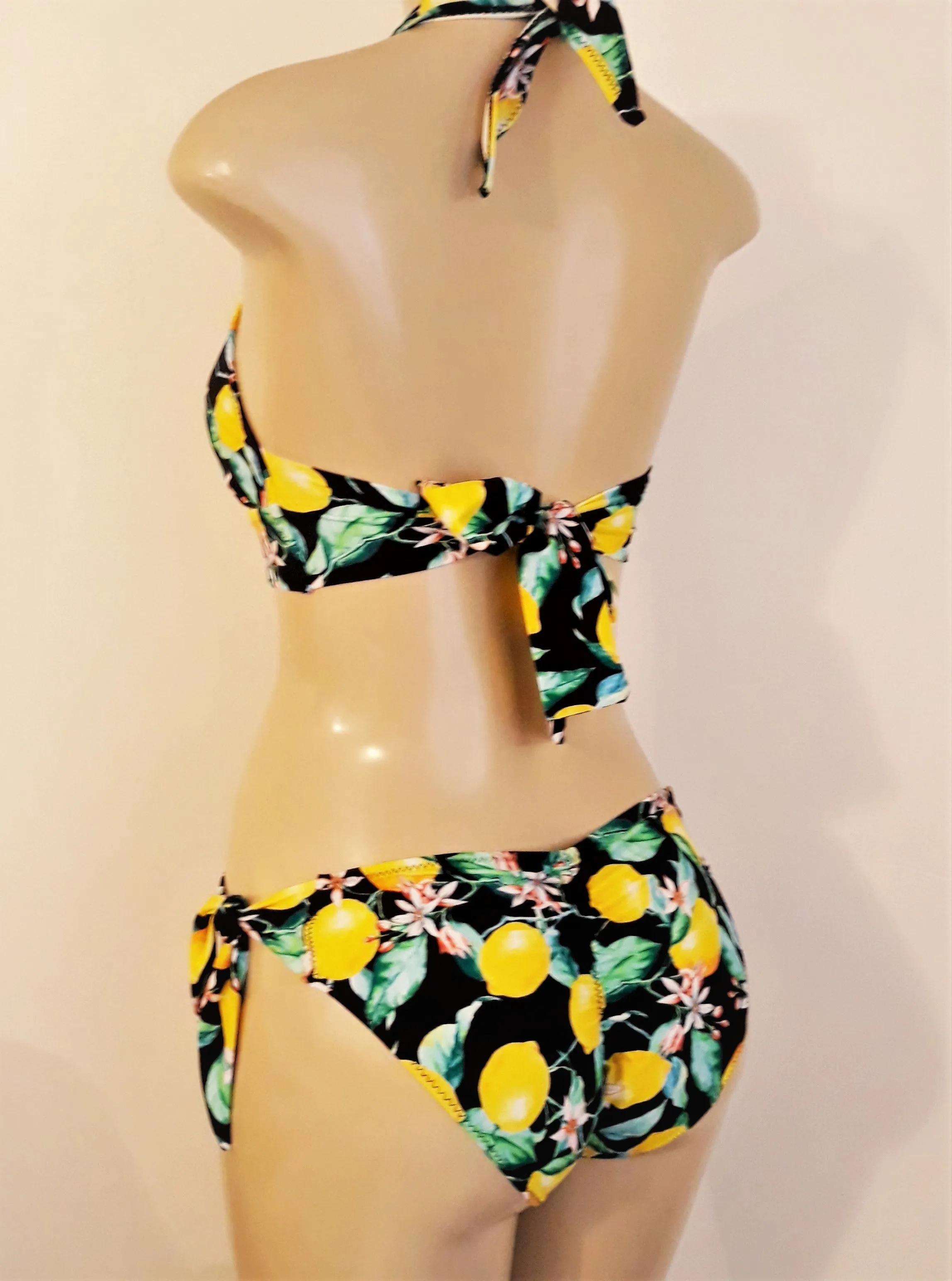 Halter thick tie back bikini top and Scrunched butt thick tie bottom