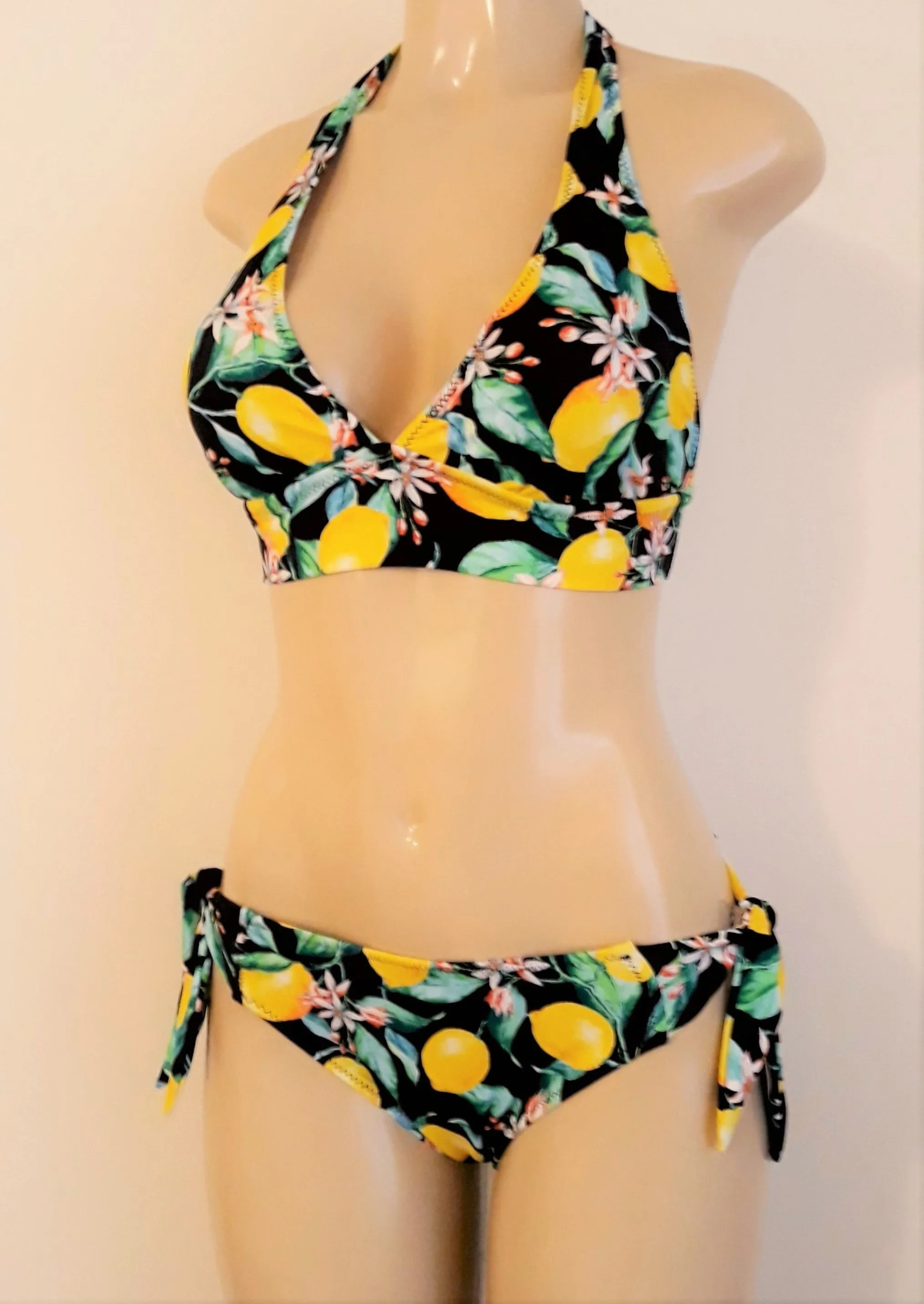 Halter thick tie back bikini top and Scrunched butt thick tie bottom
