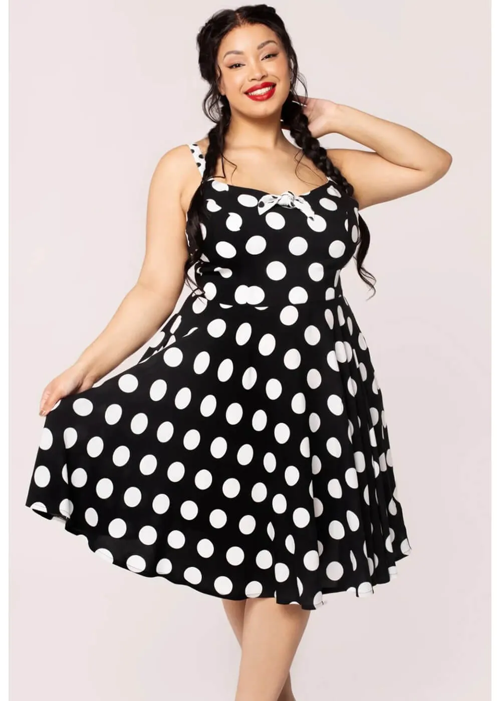 Hell Bunny Dolores Polkadot 40's Swing Dress Black