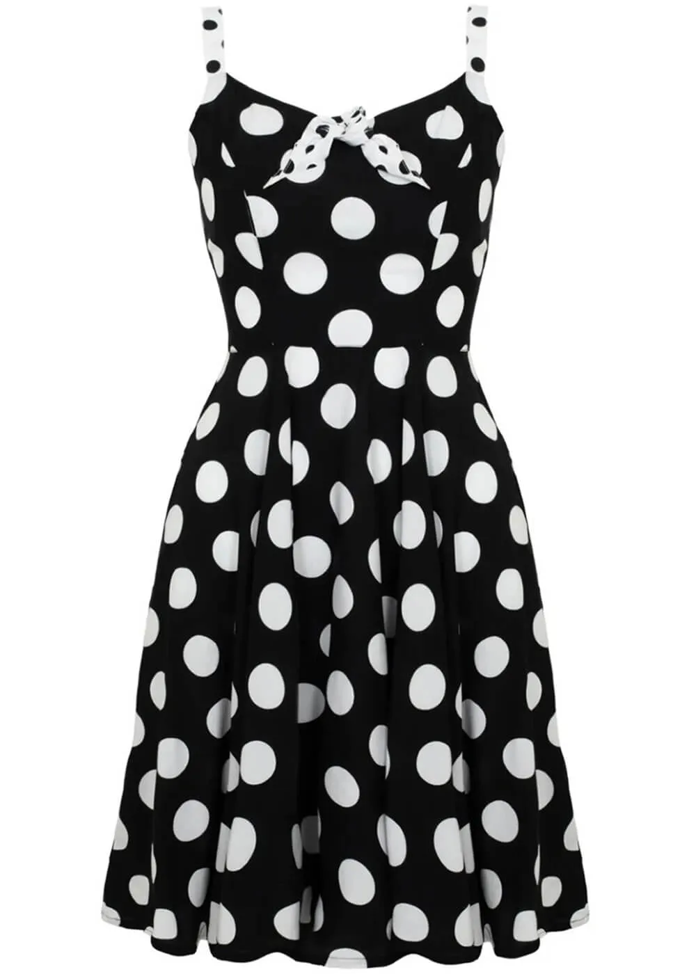 Hell Bunny Dolores Polkadot 40's Swing Dress Black