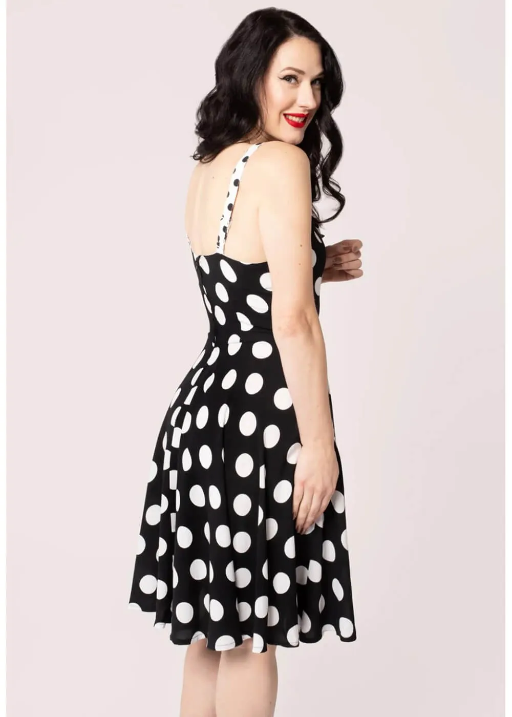 Hell Bunny Dolores Polkadot 40's Swing Dress Black