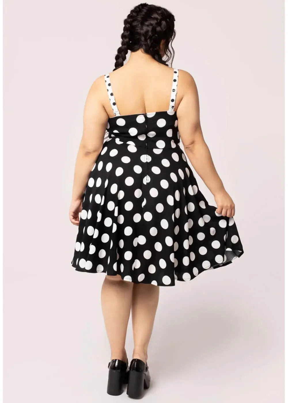Hell Bunny Dolores Polkadot 40's Swing Dress Black