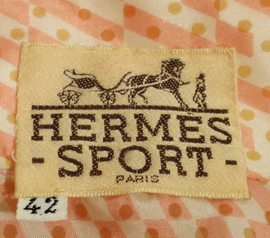 HERMES 1980s Sport Pink & Cream Silk Blouse w/ Pleat Detail