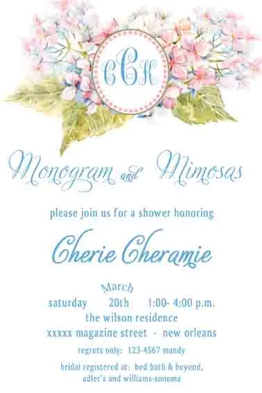 HYDRANGEA MONOGRAM CUSTOM INVITATION