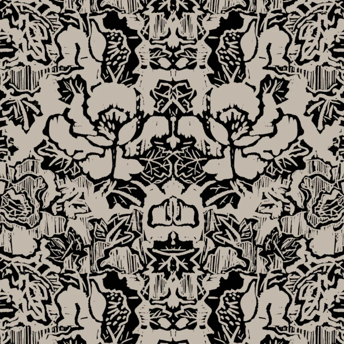 Indian Floral (Med), Taupe