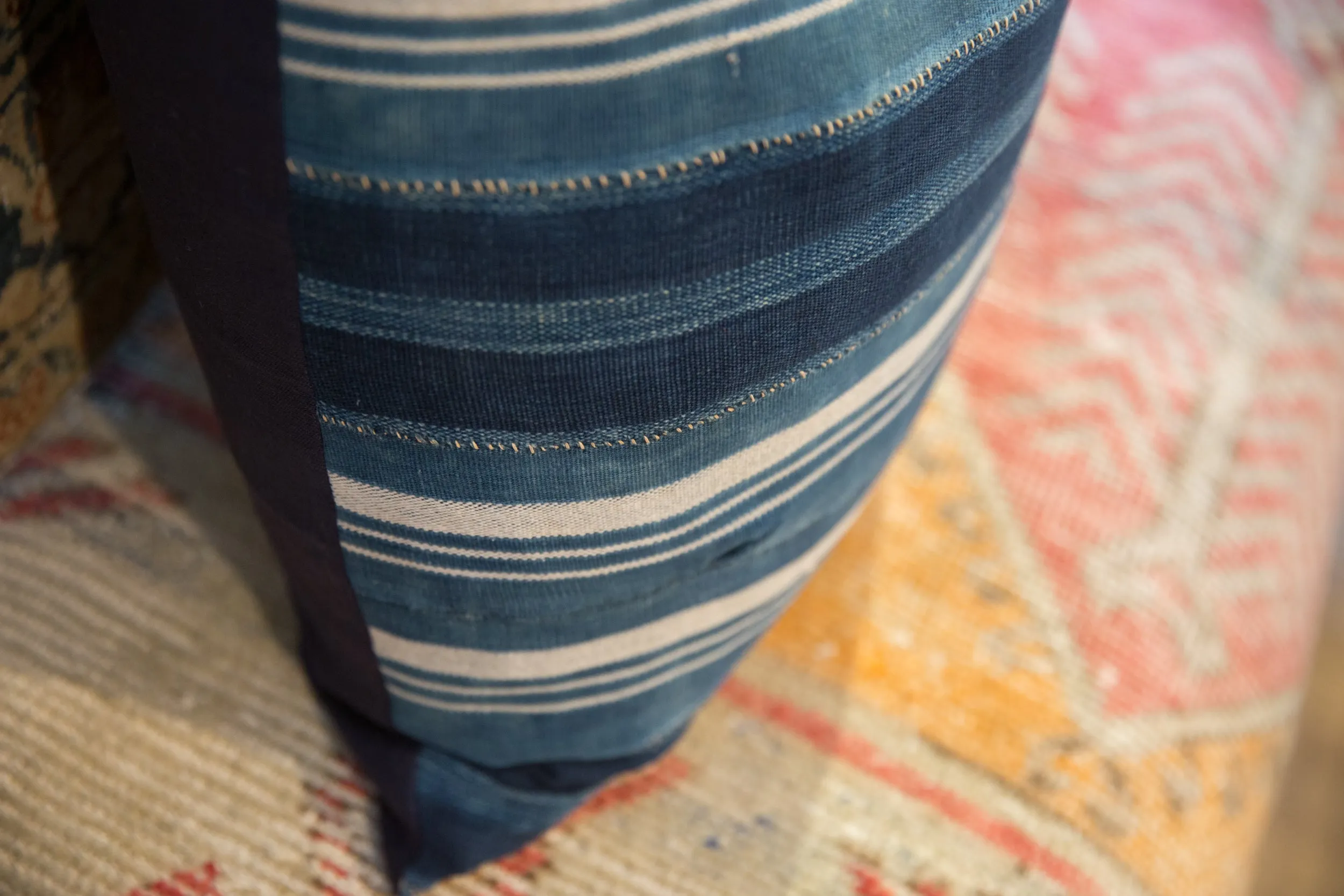 Indigo African Textile Throw Pillow