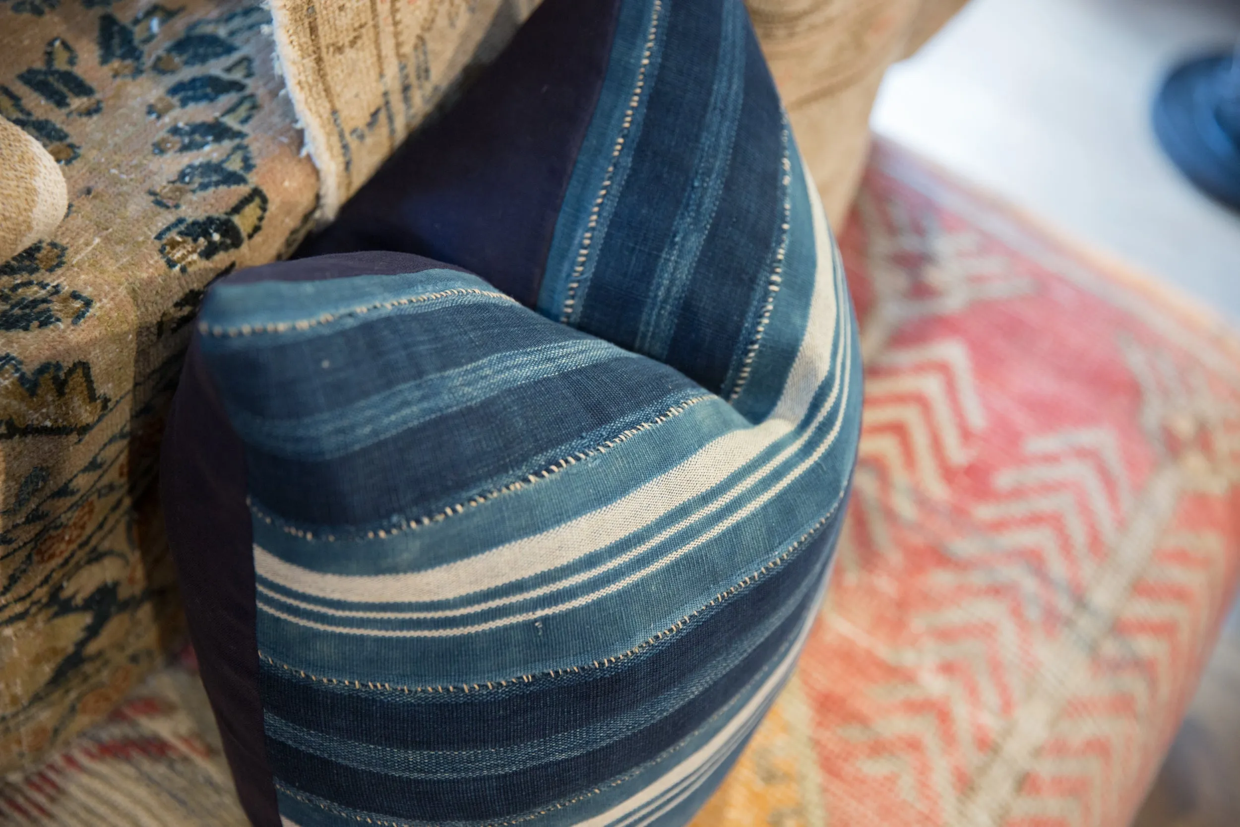 Indigo African Textile Throw Pillow