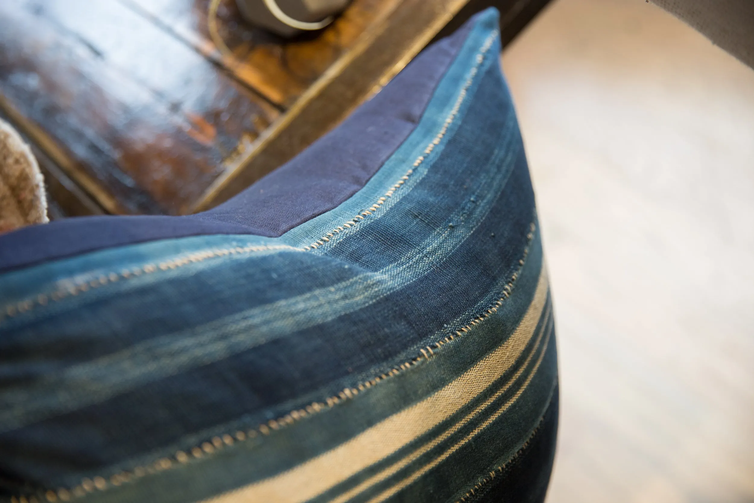 Indigo African Textile Throw Pillow