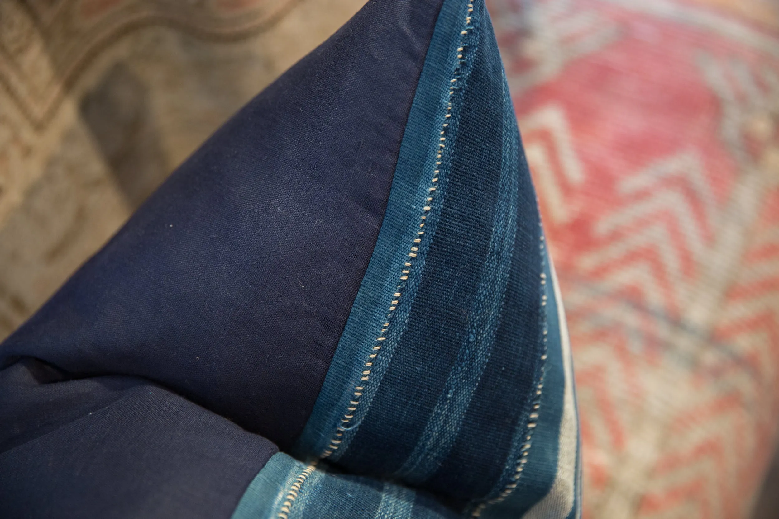 Indigo African Textile Throw Pillow