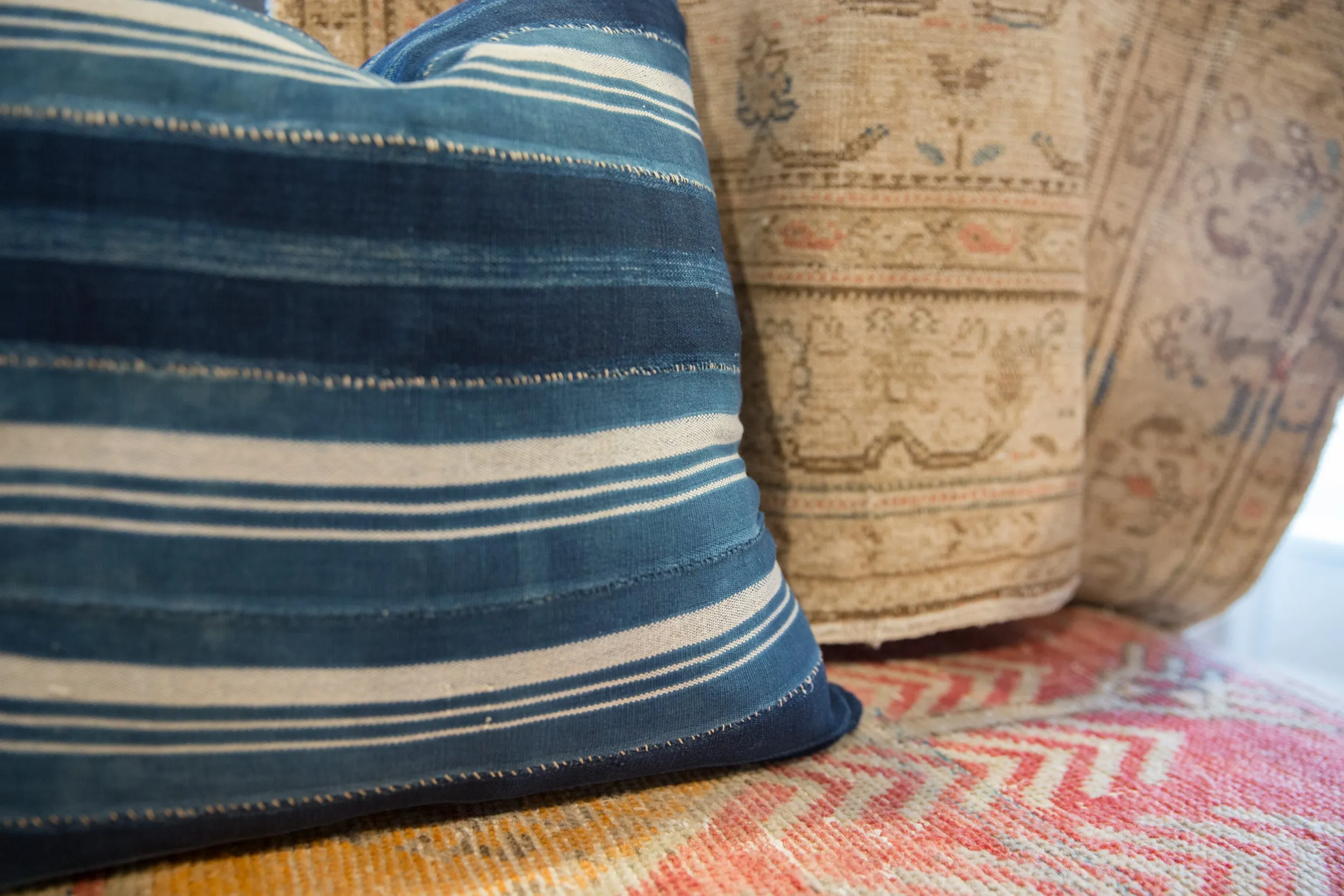 Indigo African Textile Throw Pillow