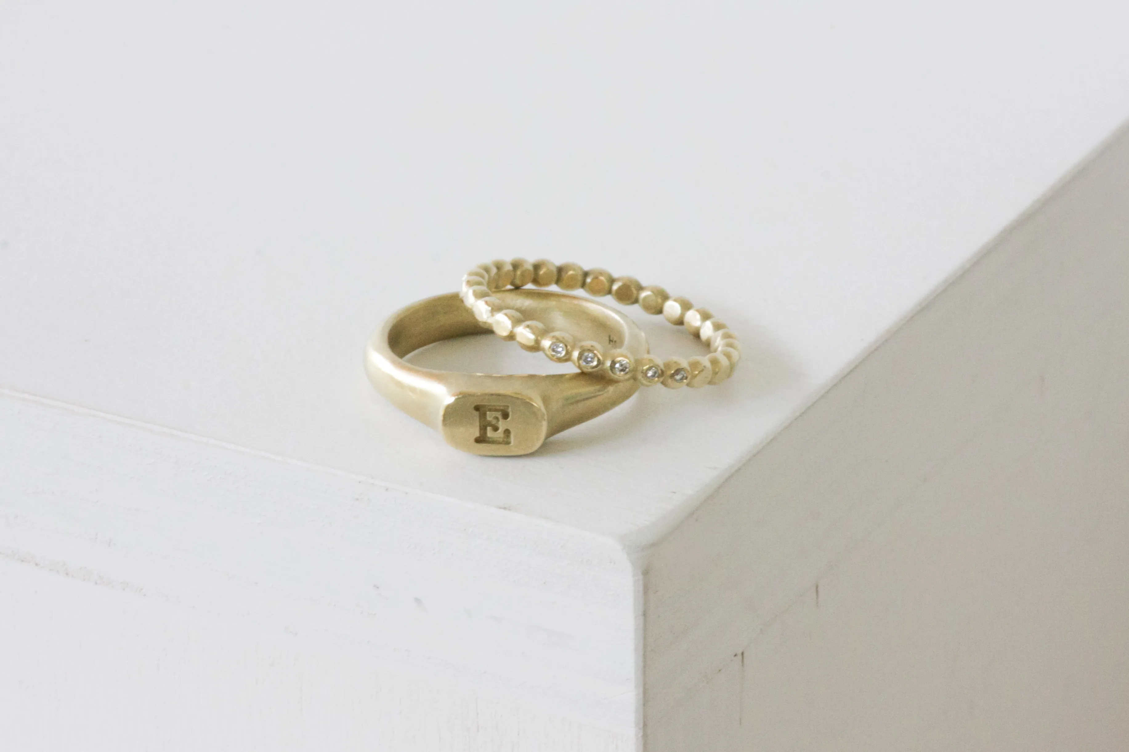 Initial Queen Crown Signet Ring