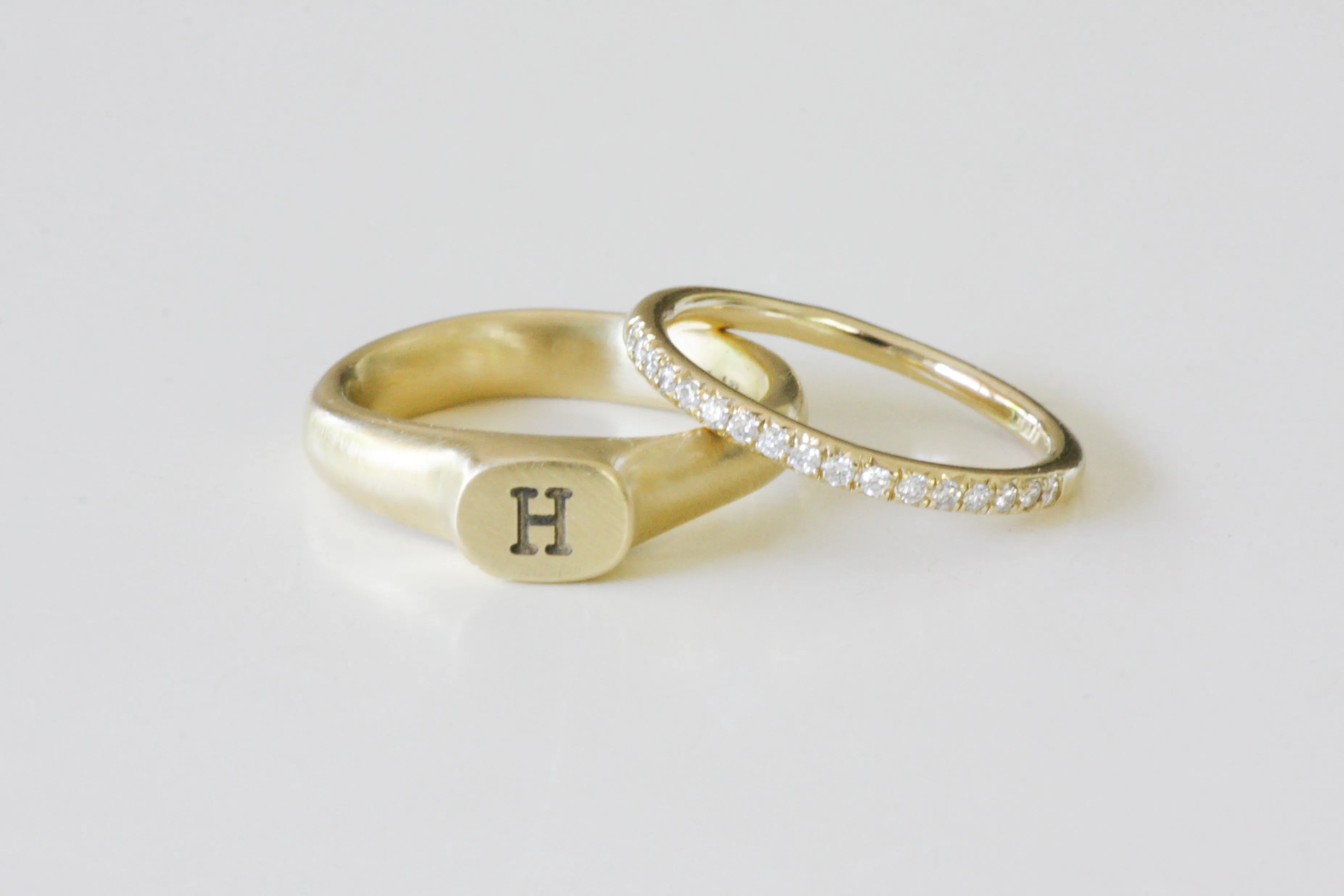 Initial Queen Crown Signet Ring