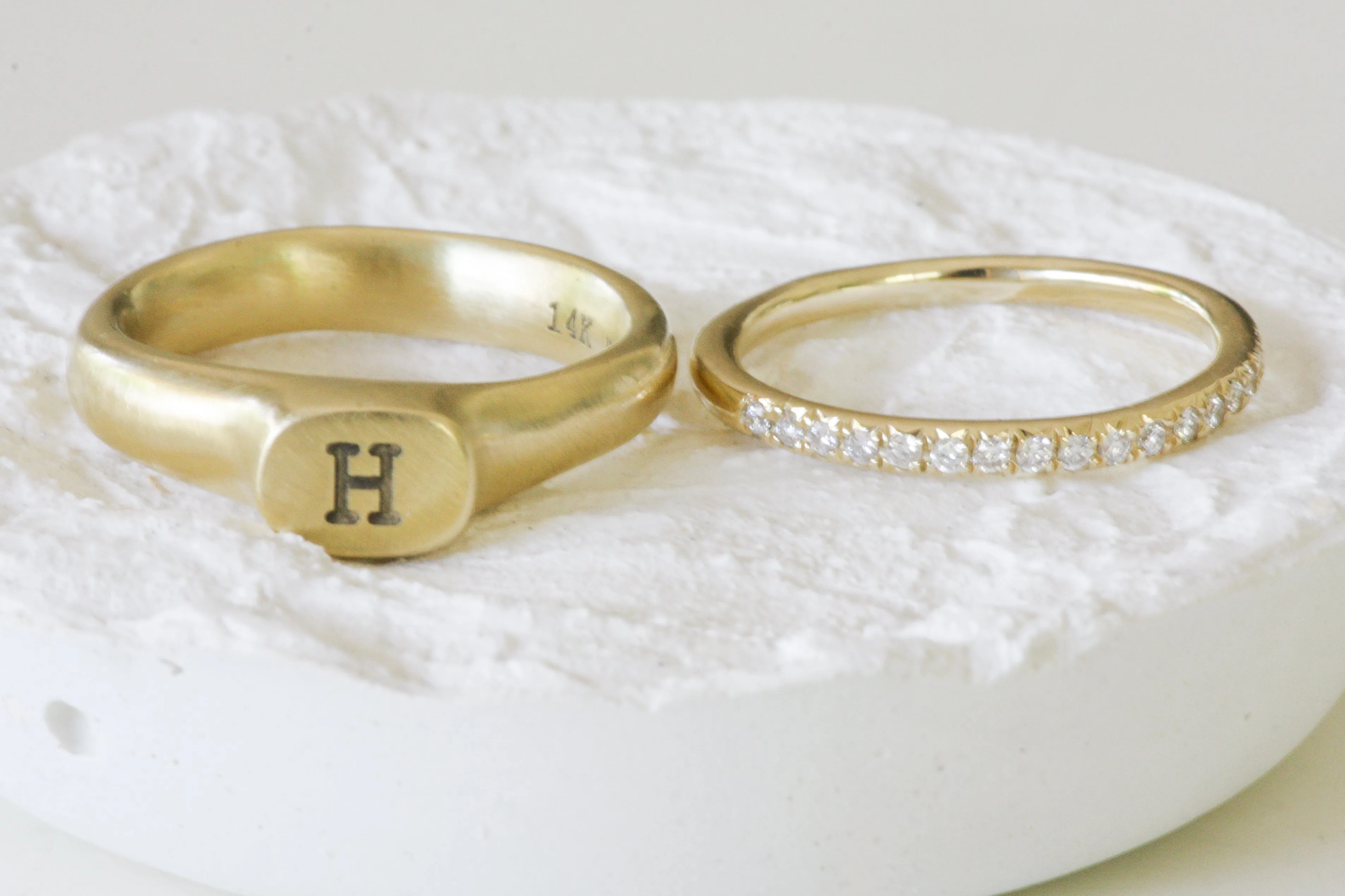 Initial Queen Crown Signet Ring
