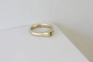Initial Queen Crown Signet Ring