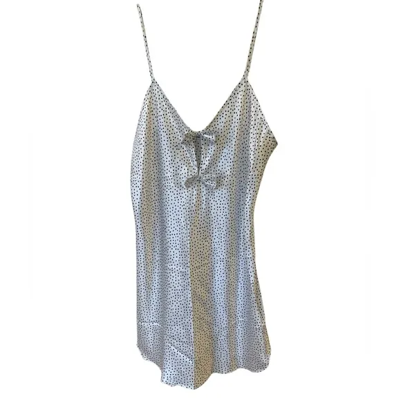 Intimate Affair California Slip Lingerie Dress w/ Polka Dots &amp; Ties - Vintage